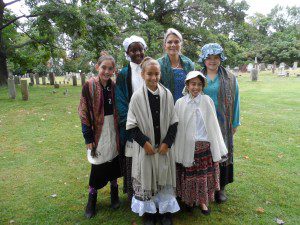 Fifth grade students from Munger Hill Elementary School provided historical tours of The Burying Ground as part of 2012's Harvest Days.  From left to right front row: Shannon Sullivan, Althea Fiordalice.  Back row: Emily Gelinas, Jessica Crosby, Cindy Gaylord and Erin Olearcek.  (Photo submitted)