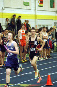 Westfield's Ben Doiron (wearing bib # 746) competes in an indoor track meet last season.  He will factor heavily for WHS on the cross country trails this fall. (Photo by Chris Putz)