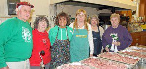 For the entire day Saturday the kitchen at the at the First Congregational Church got ready for their annual Corned Beef and Cabbage Dinner.  Cliff Gamble, Mayme Lajoie, Cathy Gendreau, Cindy Laplante, Jean Zimmerman and Jackie Thayer.  (Photo by Don Wielgus)    