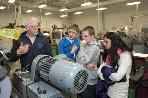 Last Wednesday, Berkshire Industries hosted a group from the Wright Flight Program in Westfield.  Nine seventh and eighth graders toured Berkshire, which has been in business over 50 years. Over the last several years Berkshire has participated in the Wright Flight program by hosting groups of students.  (Photo submitted)