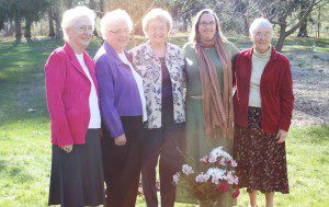 Sr. Ann Horgan, Sr. Ruth McGoldrick, Sr. Elizabeth Oleksak, Liz Walz, and Sr. Mary Horgan.  (Photo submitted)