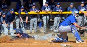 Westfield's Tyler Adams scores on a sacrifice fly in the second inning. (Photo by Mickey Curtis)