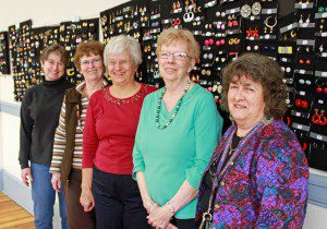 This past weekend, the First  Congregational Church located on Broad Street, held a major jewelry sale benefiting the many projects that are being undertaken throughout the year.  (Left to right, some of the volunteers who worked the event, Kathryn Graybill, Rita Willard, Ardelle Zych, Marylyn Smith, and Mayme Lajoie. (Photo by Don Wielgus)