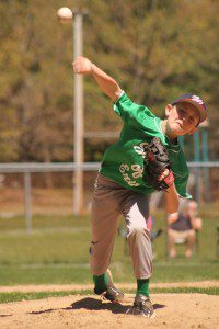 Brody Zabielski delivers a pitch for Sons of Erin in a recent game against Camfour.