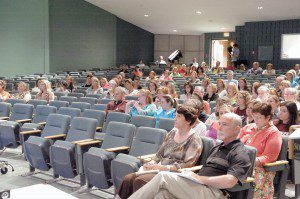 Approximately 150 citizens gathered at the Westfield Middle School South auditorium last night during a special meeting of the Westfield City Council to discuss the FY2014 city budget. (Photo by Frederick Gore)