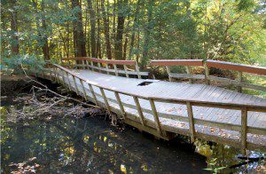 This pedestrian bridge at Stanley Park was recently removed. The park is looking to rebuild with funds raised from a 5K race in November (Submitted Photo)