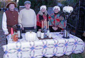 Welcoming the visitors into the cemetery are, l-r, Paul Byrne, Jr., Adam Byrne, Carly Bannish and Beth Lusleg. (Photo by Don Wielgus)