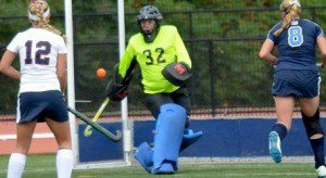Westfield freshman goalie Megan Fountaine recorded her first collegiate shutout in a 4-0 victory at Fitchburg. (File photo by Mickey Curtis)