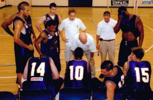 Dr. Steve Sobel, seen here as coach of the Springfield Slamm, provides instruction to his players. (Submitted photo)