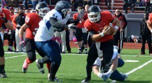Westfield junior lineman Jonathan Lytle continued his fine defensive play; he returned an interception 78 yards for a touchdown in a 38-20 victory at Worcester State. (File photo by Mickey Curtis)