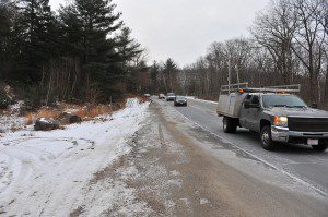The present two-lane Route 57 highway at the Southwick / Agawam town line. (File photo by Frederick Gore)