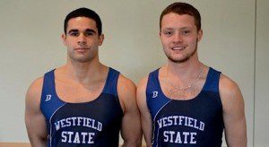 Westfield State University men's track and field team captains for the 2013-14 season are Zack Madera, left, and Mike Kelleher. (Photo by Mickey Curtis)