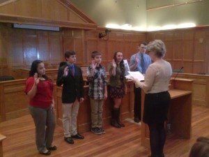 Five new members of Westfield Youth commission are sworn in January 16 in city council chamber's. (Photo submitted)