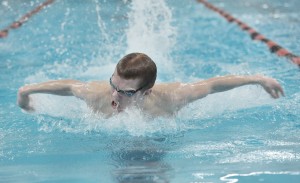 Westfield's Tim Kwarcinski helped set records and racked up fantastic finishes at Sunday's WMass swim championships at Springfield College. (Photo by Frederick Gore)
