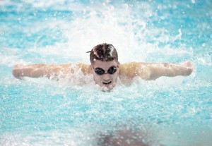 Jimmy Stinehart had a record-setting day for Westfield Sunday at the Western Massachusetts swim championships at Springfield College. (Photo by Frederick Gore)