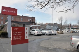 Santander Bank which is located across the street from the Good Table Restaurant on School Street is clearly marked for bank business only. (Photo by Frederick Gore)