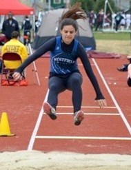 Kat Palso won the long jump and placed third in the 100 meter dash at the Wesleyan Invitational. (File photo by Mickey Curtis)