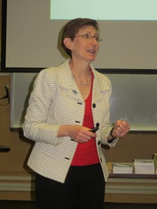 Dr. Jane Thierfield Brown speaks during a lecture last week at Westfield State University titled “Preparing for and Transitioning to College for Students on the Autism Spectrum.” (Photo by Hope E. Tremblay)
