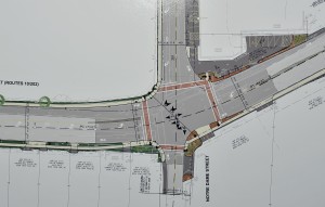 An illustrated drawing of the redesigned intersection at North Elm and Notre Dame streets.(Photo by Frederick Gore)