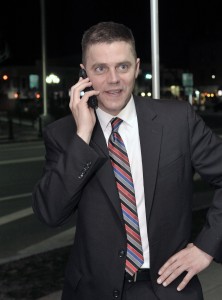 John Velis receives a call from Massachusetts House Speaker Robert A. DeLeo after winning the Westfield State Representative seat. (File photo by Frederick Gore)