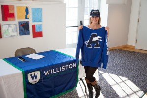Williston-Northampton's Catie Laraway (Westfield) shows off her new school colors where she will play field hockey this fall. (Submitted photo)
