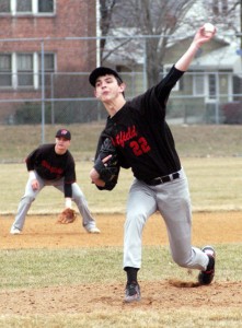 Westfield pitcher Kenny Mclean delivers a pitch. (Photo by Chris Putz)