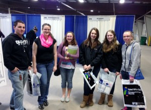 Left-right: John Armitage, Sarah Otterbeck, Michaela Bonfiglio, Catherine LaChapelle, Rebecca Hoynoski and Olivia Killela, all juniors at Gateway Regional High School, at the National College Fair on March 31. (Photo submitted)