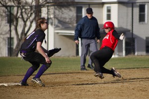 Westfield's Maddy Atkocaitis slides into second base after a ringing double to right center field Thursday at Pittsfield. (Submitted photo)