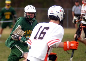 St. Mary defends the ball against Belchertown Monday. (Photo by Chris Putz)