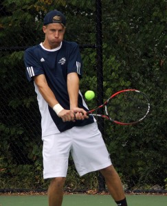 Southern New Hampshire University senior men's tennis player Mitch Dobek has dominated the court this season. (Photo courtesy of SNHU)