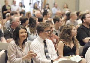 Spectators and recipients gathered at the Southwick Town Hall for the Southwick Dollars for Scholars Scholarship Awards Ceremony at the Southwick Town Hall Monday where 68 students received $41,500 worth of scholarship funds. (Photo by Frederick Gore)