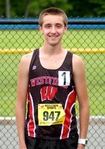 Westfield High School junior track star Ben Doiron (above) won the 2-mile at the WMASS/CMASS track and field championships. (Photo by Chris Putz)