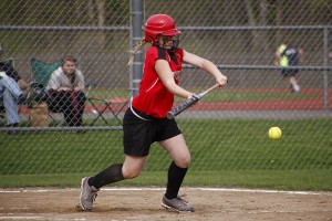 Westfield first baseman Jules Sharon successfully lays down a bunt to move the base runners along Wednesday. (Submitted photo)