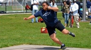 Sophomore Naloti Palma has greatly improved her speed and strength in the shot put circle. (File photo by Mickey Curtis)