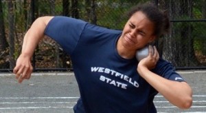 Naloti Palma continued her stellar sophomore season by placing second in the shot put at the ECAC outdoor championships. (Photo by Mickey Curtis)