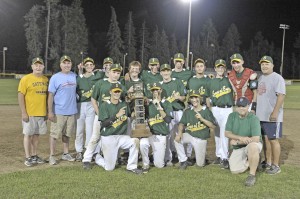 Members of the Westfield Sons of Erin gather for a team photo after winning the Dan Welch City Cup during Thursday night's Babe Ruth game against McDonalds at Bullens Field. (Photo by Frederick Gore/www.thewestfieldnews.smugmug.com)