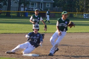 Sam St. Jean slides into third base during Westfield's four-run first inning last night at Bullens Field. Westfield accumulated 74 total bases in the 4 1/2-inning victory. (Photo by Robby Veronesi)