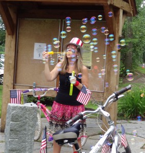 This participant in the Friends of the Rail Trail Kid's Bike Ride went all out with her patriotic décor last year.