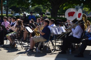 The Westfield High School band, led by Patrick Kennedy, performed the National Anthem and James Curnow's Amber Waves of Grain Sunday morning. (Photo by Robby Veronesi)