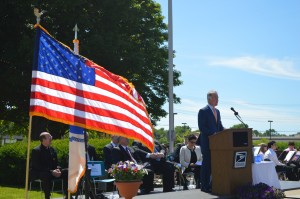 U.S. Congressman Richard Neal, a friend of Trant's, speaks at the dedication of the William T. Trant Post Office Building Sunday morning. Trant was involved in supporting the candidacies of many notable politicians, including Neal. (Photo by Robby Veronesi)