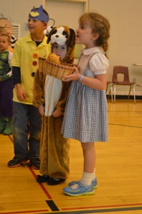 Granville Village School students dressed up as their favorite book characters, ranging from Katniss Everdeen to Captain Underpants to Dorothy and Toto (pictured). Select students from each grade received prizes for best costumes. (Photo by Robby Veronesi)