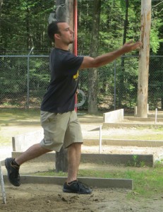 Brien Alyward of Southwick participates in a horseshoe tournament to benefit Autism Speaks at the SOuthwick VFW June 21. (Photo by Hope E. Tremblay)