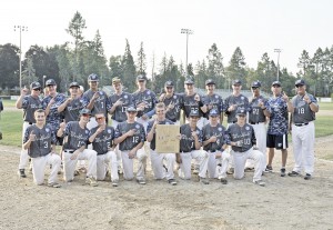 The 2014 Babe Ruth Baseball 14-Year-Old New England Regional champions hoist their prize. (Photo by Frederick Gore)