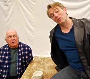 Larry John Myers and Jay Stratton rehearse “A Number” at Chester Theatre Company. (Photo by Daniel Elihu Kramer)
