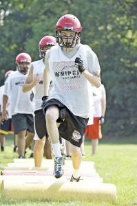 The Westfield Bombers take part in drills during training camp Wednesday. (Photo by Frederick Gore)
