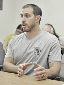 Sergio Bonavita, brewmaster at The Westfield River Brewing Company, appeared before the The Board of Selectmen who act as the Liquor Commission, requesting the issuance of a new license, Farmer-Breweries, Farmer Wineries & Farm Distilleries for the relocation of his business at 707 College Highway in Southwick. (Photo by Frederick Gore)