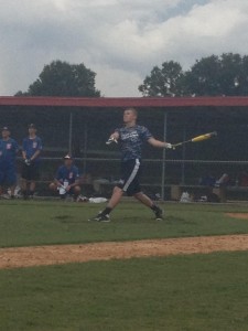 Westfield's Mitchell Longley participates in the home run derby as part of the World Series festivities yesterday. Longley finished third in the event. Teammates Dalen Mochak, Adam Kearing, Aidan Dunn, Zach Medeiros, Steve McKenna, and J.D. Daley finished third overall in the golden arm competition. (Submitted photo)
