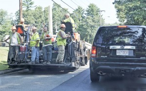 Commuters along Shaker Road in Westfield were restricted to one lane of travel at times as contractors resurfaced the roadway last September. (File photo by Frederick Gore)