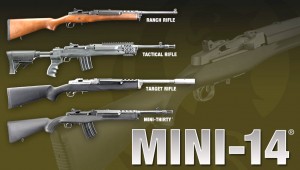 An image from the manufacturer's website displays possible configurations of a Ruger Mini-14 autoloading rifle. 