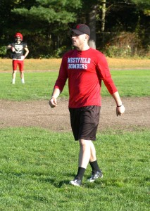 New Bombers head football coach Robert Parent walks on the practice field at Westfield High School Wednesday. (Photo by Chris Put)